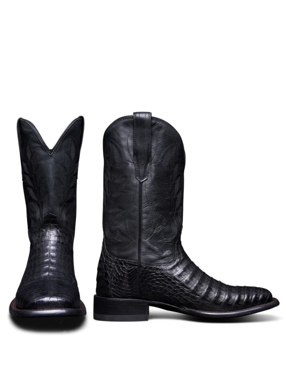Tecovas Midnight The William Men's 8.5D Caiman Square Toe Cowboy Boots M10069MID